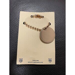 1940s Name Tag Keychain by EHM Genuine Gold Electroplate Engravable-WWII NOS